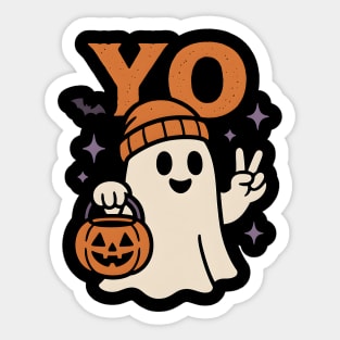 Yo Ghost Halloween Pumpkin Artwork Sticker
